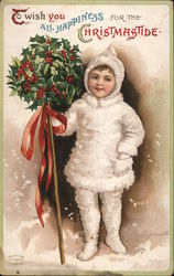 To Wish You All Happiness For the Christmastide Postcard