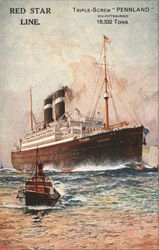 Red Star Line Triple-Screw Pennland Postcard Postcard Postcard