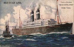 Red Star Line Triple Screw Westernland 16,500 Tons Postcard