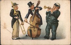 Man of Music - Trio of Musicians Performers & Groups Postcard Postcard Postcard