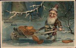 Gnome And Coins - Gluckliches Neujahr Postcard