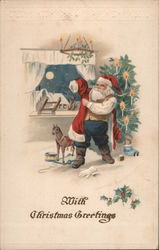 With Christmas Greetings Santa Claus Postcard Postcard Postcard