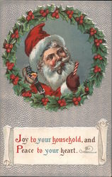 Joy To You Household and Peace to Your Heart Santa Claus Postcard Postcard Postcard