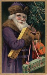 Father Christmas in Purple Robe Postcard