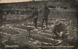 Army Chaplain Tending British Graves World War I Postcard Postcard Postcard