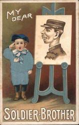 A Children Saluting - My Dear Soldier-Brother Postcard