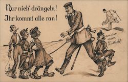 German Political Cartoon - Just Don't Push, You All Come! World War I Postcard Postcard Postcard