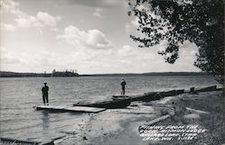 Fishing from Dock, Rismon Lodge Ballard Lake Postcard