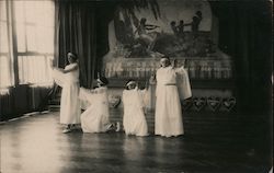 Four Girls Dancing In White Dresses Postcard