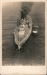 View of USS Texas from Airplane Battleships Postcard Postcard Postcard