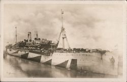 USS Pocahontas Painted With Dazzle Camouflage - WWI Postcard