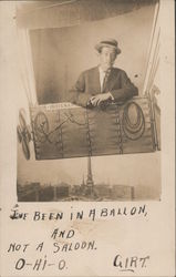 Studio Photo: "I've Been In A Balloon and Not A Saloon, O-HI-O" Ohio Men Postcard Postcard Postcard