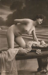 Nude Woman Bent Over Bench Risque & Nude Postcard Postcard Postcard