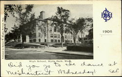 High School Hyde Park, MA Postcard Postcard