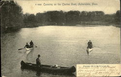 Canoeing on the Charles River Auburndale, MA Postcard Postcard