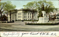 City Hall Square showing Public Library and Soldiers' Monument Postcard