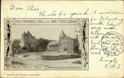 Ames Memorial Hall And Ames Free Laibrary Postcard