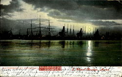 Waterfront By Moonlight Postcard