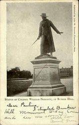 Statue Of Colonel William Prescott, At Bunker Hill Postcard