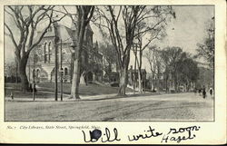 City Library, State Street Springfield, MA Postcard Postcard