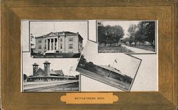 Willard Memorial Library, McCamly Park, Grand Trunk Depot, Country Club Battle Creek, MI Postcard Postcard Postcard