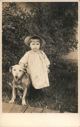 Child Standing with Dog Postcard