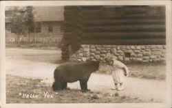 Child Interacting with Bear Cub Canada Bears J.A. Weiss Postcard Postcard Postcard