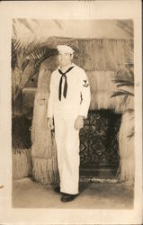 Sailor In White Uniform With Hawaii Decor In Background Navy Postcard Postcard Postcard