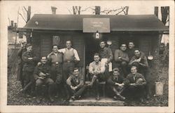 Group of military Men Outside a Building Czechoslovakia Postcard Postcard Postcard