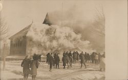 Building on Fire with Crowd Watching Disasters Postcard Postcard Postcard