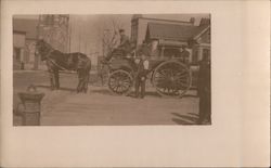 Horse drawn fire engine with men Firemen Postcard Postcard Postcard