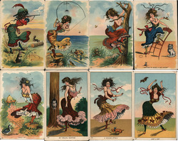 Set of 8: Women Country Life Series #90 Postcard