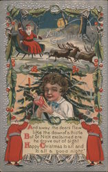 Xmas Greetings And Away The Deers Flew, Like The Dawn of a Thistle, But St. Nick Exclaimed Ere He Drove Out of Sight Postcard