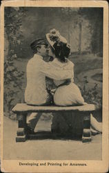 Couple Kissing on a Park Bench Couples Postcard Postcard Postcard