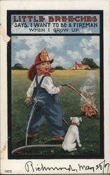 Little Breeches - Says I Want To Be a Fireman Postcard