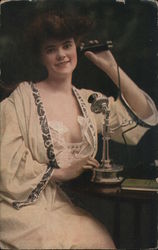 Girl on Telephone Postcard