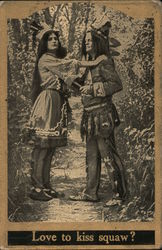 Native American Couple - Love tp Kiss Squaw? Postcard