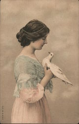 Young Woman Holding a Dove Women Postcard Postcard Postcard