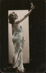 Woman Raising Glass Postcard