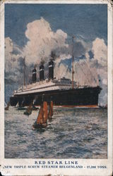 Red Star Line - New Triple Screw Steamer Belgenland - 27,000 Tons. Postcard