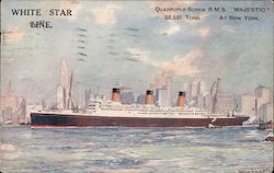 White Star Line Quadruple-Screw RMS Majestic Postcard