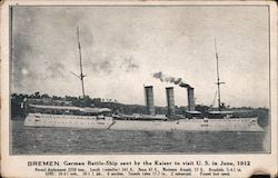 Bremen - German Battle-Ship Sent By the Kaiser World War I Postcard Postcard Postcard