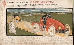 All Roads Lead to Cafe Martin Postcard