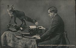 Clarence Hawkes at His Fox Typewriter Postcard