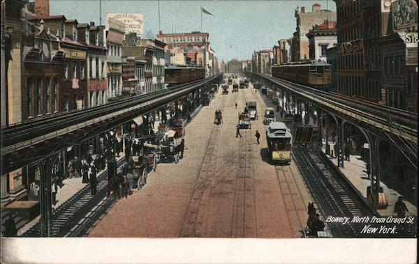 Bowery North From Grand Street New York City New York US State   Card00728 Fr 