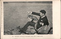 Mr. Ernest Harold Baynes and His Tame Fox Postcard Postcard Postcard