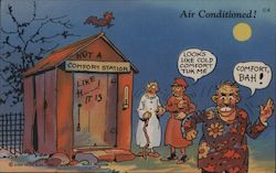 Not a Comfort Station - Air Conditioned Outhouse Comic, Funny Postcard Postcard Postcard