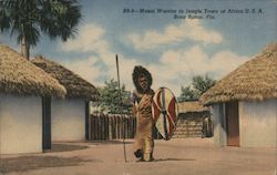 Masai Warrior in Jungle Town at Africa USA Postcard