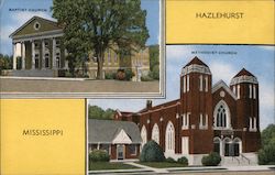 Baptist & Methodist Church Hazlehurst, MS Postcard Postcard Postcard