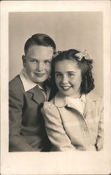 Portrait of Young Boy and Girl Children Postcard Postcard Postcard